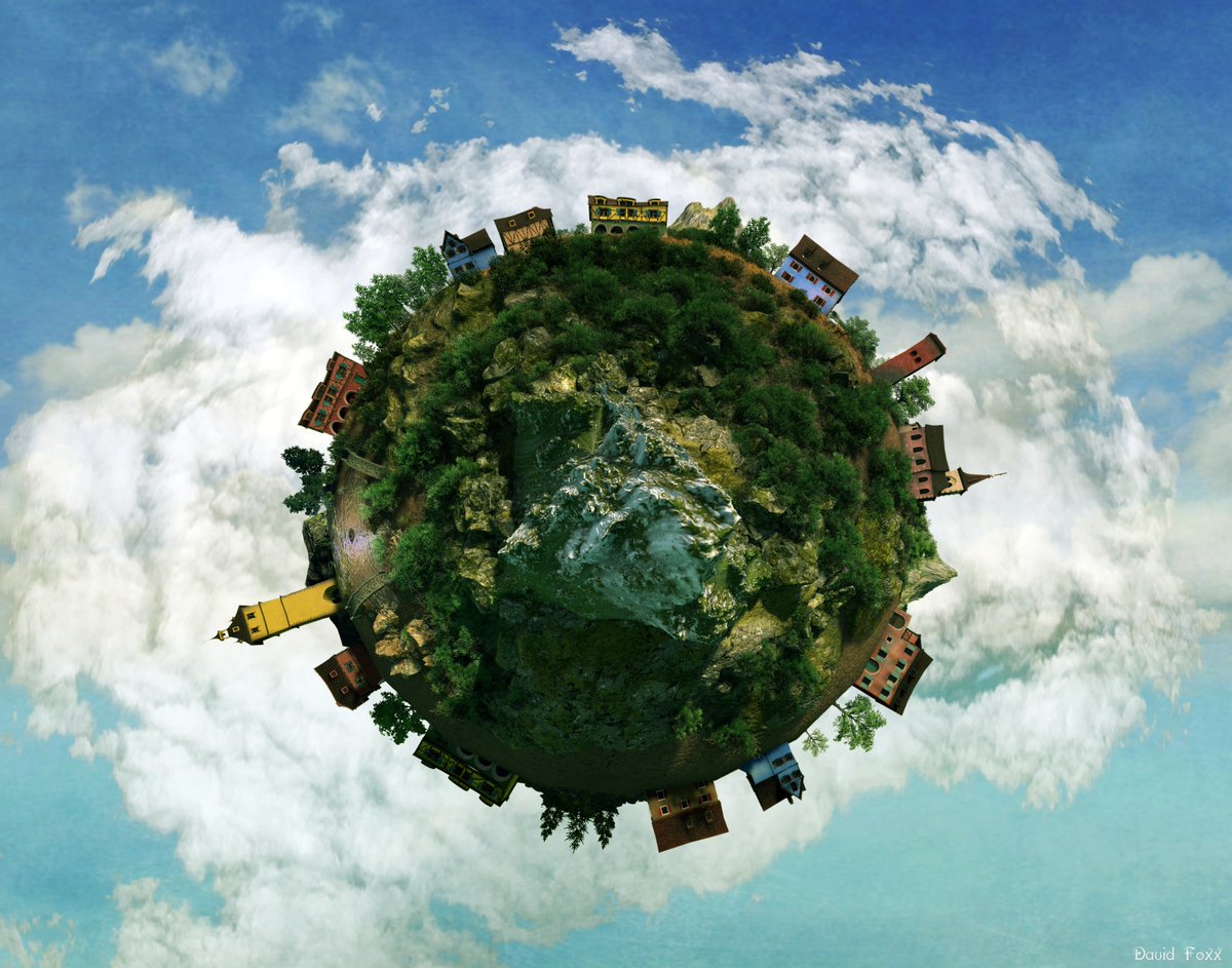 Mini World (#DigitalArt #FlowScape #VirtualPhotography #ConceptArt #Fantasy #RoundWorld #SmallPlanet)