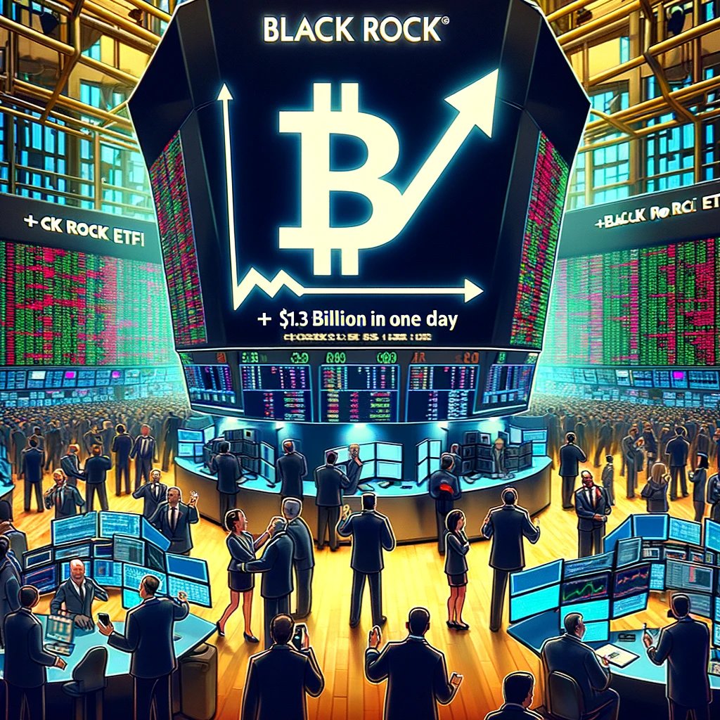 🚀 Historic Day for Crypto! Black Rock's Bitcoin ETF soared, marking a monumental gain of $1.3B in a single day! This Monday just set a new record. 📈💥 #CryptoMilestone #BlackRockBitcoinETF #RecordBreaking #BitcoinBoom #ETFs #CryptoNews #FinanceInnovation #MondayMotivation

---