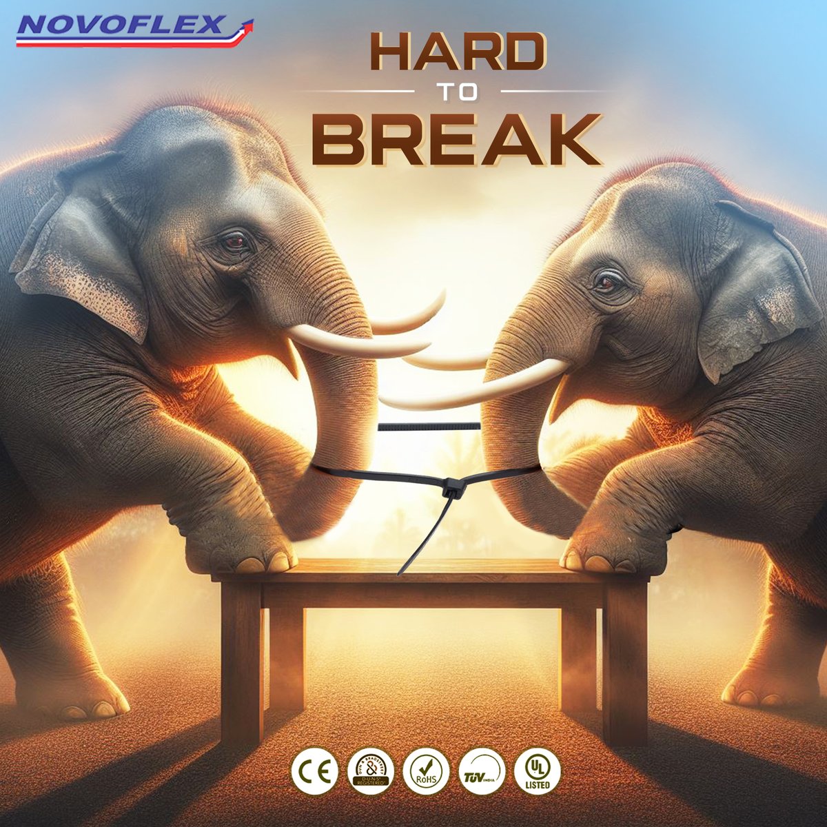 Strength beyond measure! Witness the unbeatable durability of Novoflex Zip Ties as two mighty elephants put them to the ultimate test.
#novoflex #topcableties #cableties #industrialuse #costeffective #manufacturing #products #versatileproducts #novoflexineverysector