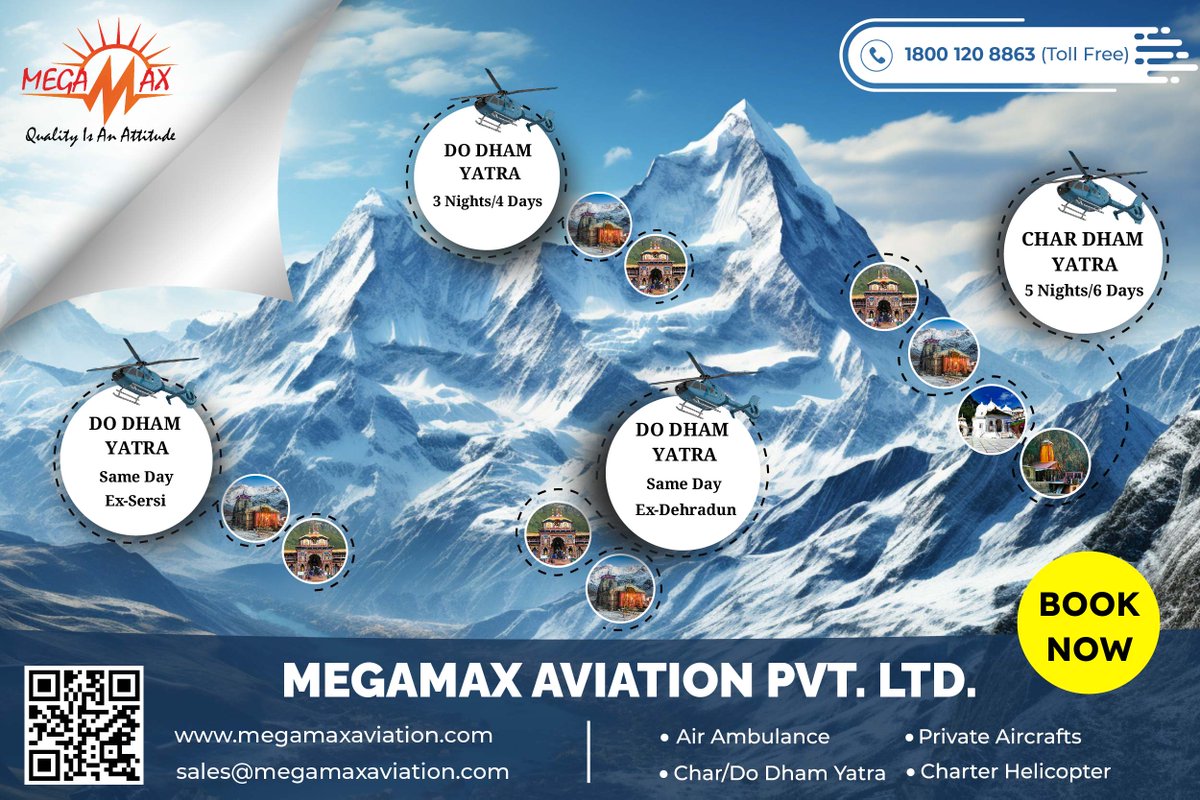 Explore the divine with #megamaxaviation Dive into #spiritualjourneys like Do Dham and Char Dham Yatra from the skies! Book your #helicopteryatra today and elevate your experience!

megamaxaviation.com

#sacredheights #divinedestinations #holyadventures #helicopterpilgrimage