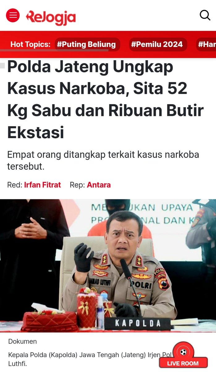 salut dengan kinerjanya Polda Jateng yang berhasil mengungkap kasus narkoba sebanyak 52 kg sabu &amp; ribuan butir ekstasi untuk disita.
Ini sebagai wujud dari #MelindungiSepenuhHati sehingga mampu bersikap dan bertindak secara Profesional Tegakkan Hukum