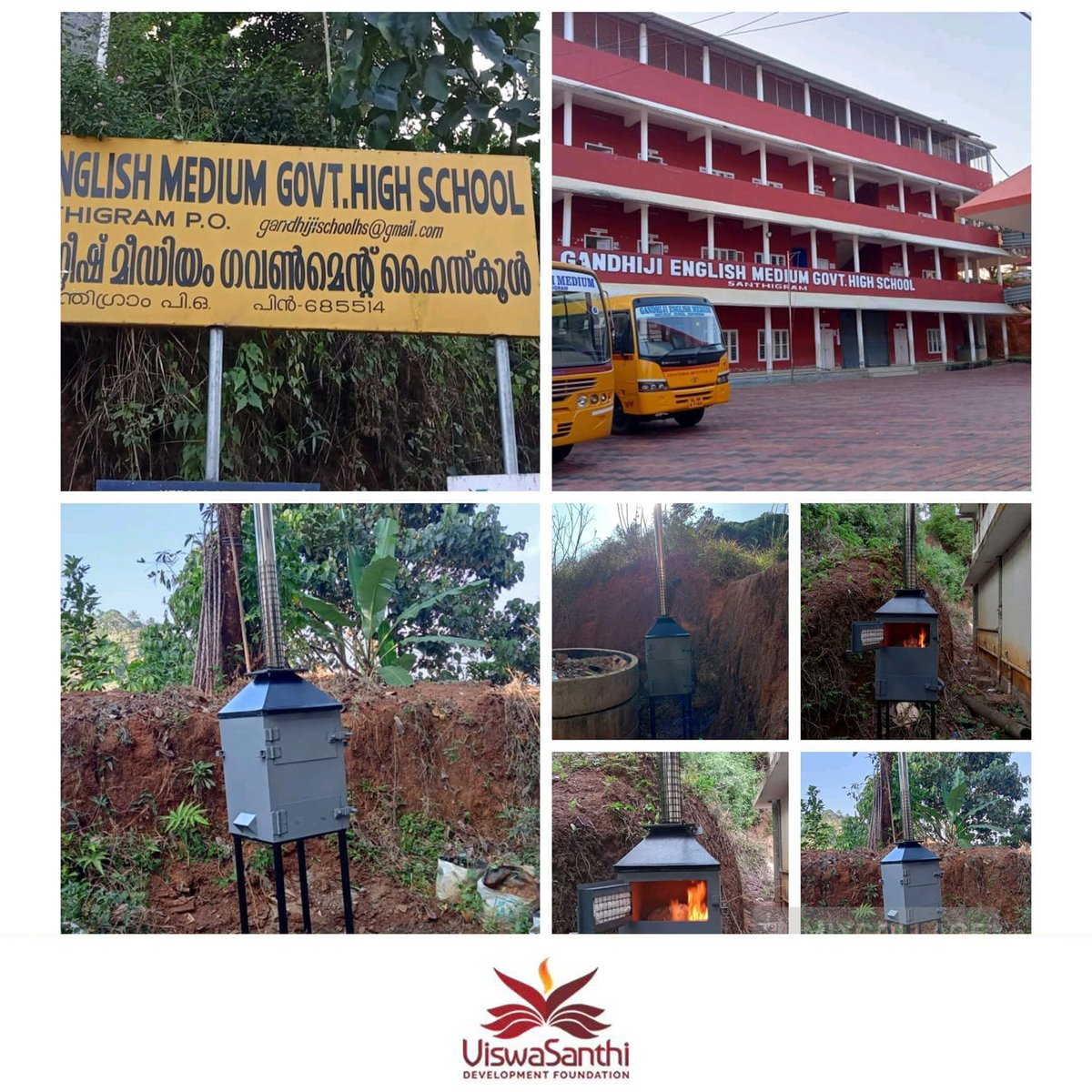 The #viswasanthifoundation and #EYGDS installed four incinerators at Gandhiji English Medium Govt. High School in Santhigram. The #idukkiorumidukki scheme was selected through the CSR Conclave to be a part of this project. #mohanlal #school #students #projects #idukki #kerala