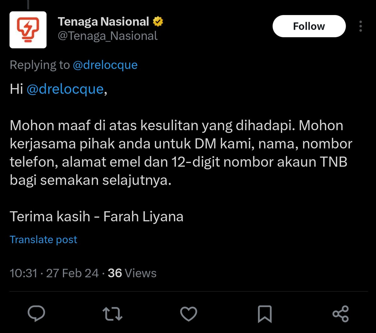 Drel (@drelocque) on Twitter photo This the best yg tnb boleh buat... padahal my sister dah pergi tanya and buat rayuan... diorg suh bayar gak.. soklan aku simple jer... kenapa takde threshold mcm telco or any other service provider..  kenapa tak dulu jer bil sampai 100k baru potong.. lagi byk boleh buat profit This the best yg tnb boleh buat... padahal my sister dah pergi tanya and buat rayuan... diorg suh bayar gak.. soklan aku simple jer... kenapa takde threshold mcm telco or any other service provider..  kenapa tak dulu jer bil sampai 100k baru potong.. lagi byk boleh buat profit