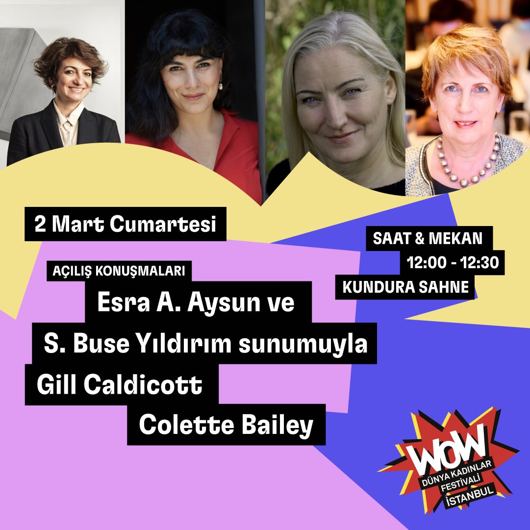 İstanbul’un üçüncü edisyonunun açılışını 2 Mart’ta Esra A. Aysun ve S. Buse Yıldırım’ın sunumuyla ve Gill Caldicott ve Colette Bailey’nin konuşmalarıyla Kundura Sahnede yapıyoruz. Kayıt olmak için: tinyurl.com/yuwdc47e *Etkinlik ücretsizdir. #birlikteyiz #WOWISTNBL