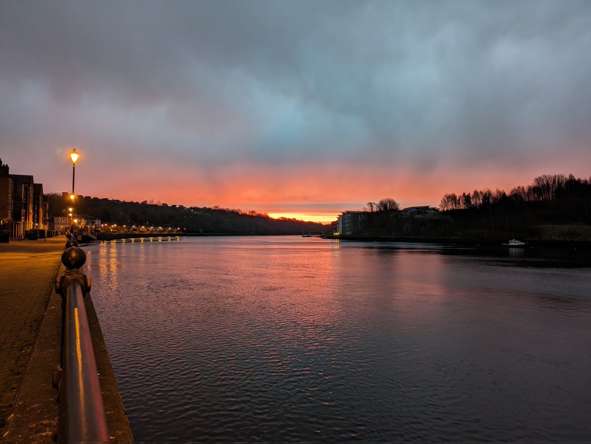 Sunrise at St. Peter's, Newcastle, just now.