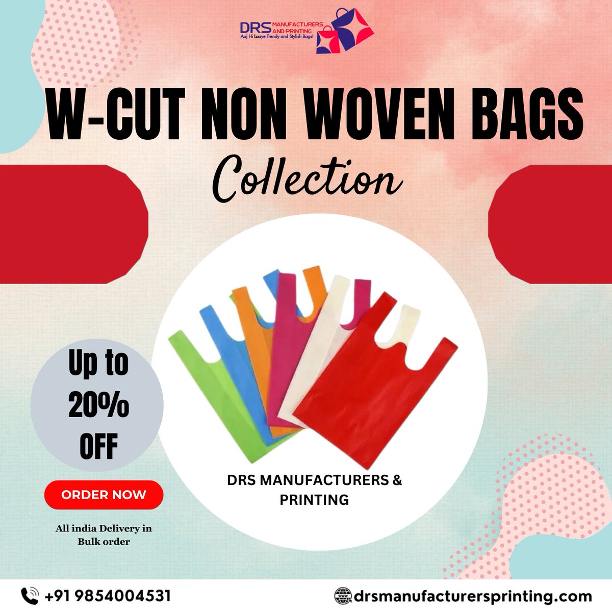 Go green with DRS Manufacturers & Printing's W-Cut Non Woven Bags! Durable, reusable, eco-friendly - perfect for shopping & events! 🛍️ #EcoFriendly #NonWovenBags #Sustainability