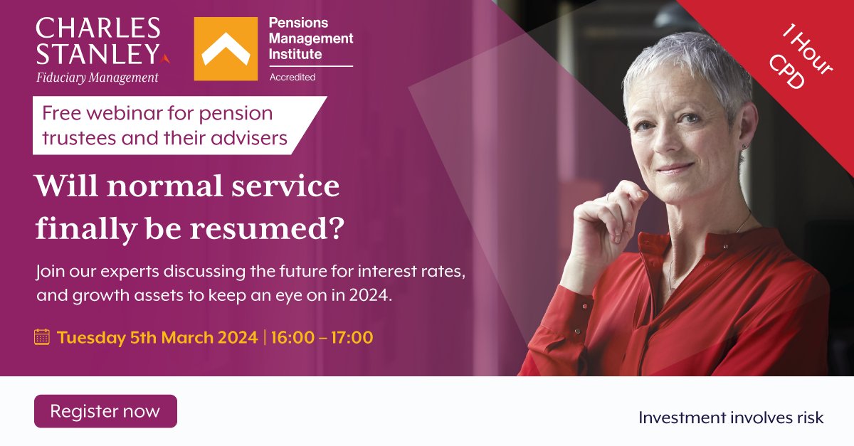 Amidst the volatility of bond yields and interest rates throughout 2023, following an unprecedented crisis in 2022, there arises a question: Can we anticipate greater stability in 2024?

Join <a href="/_CharlesStanley/">Charles Stanley Wealth Managers</a> as they explore this and more.

Book now: charles-stanley.webex.com/weblink/regist…