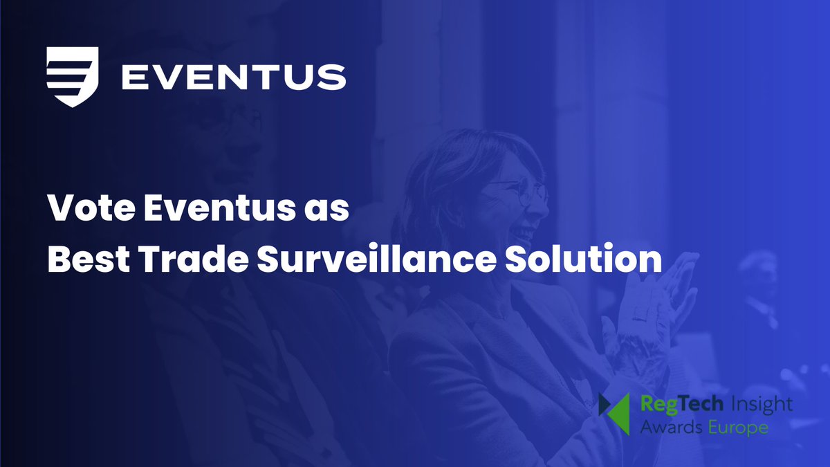 We're proud to be shortlisted for 'Best Trade Surveillance Solution' in the RegTech Insight, from A-Team Group Awards – Europe again this year 🏆Please take a moment to vote for Eventus: hubs.ly/Q02mmnRz0 #RTIAwards #tradesurveillance