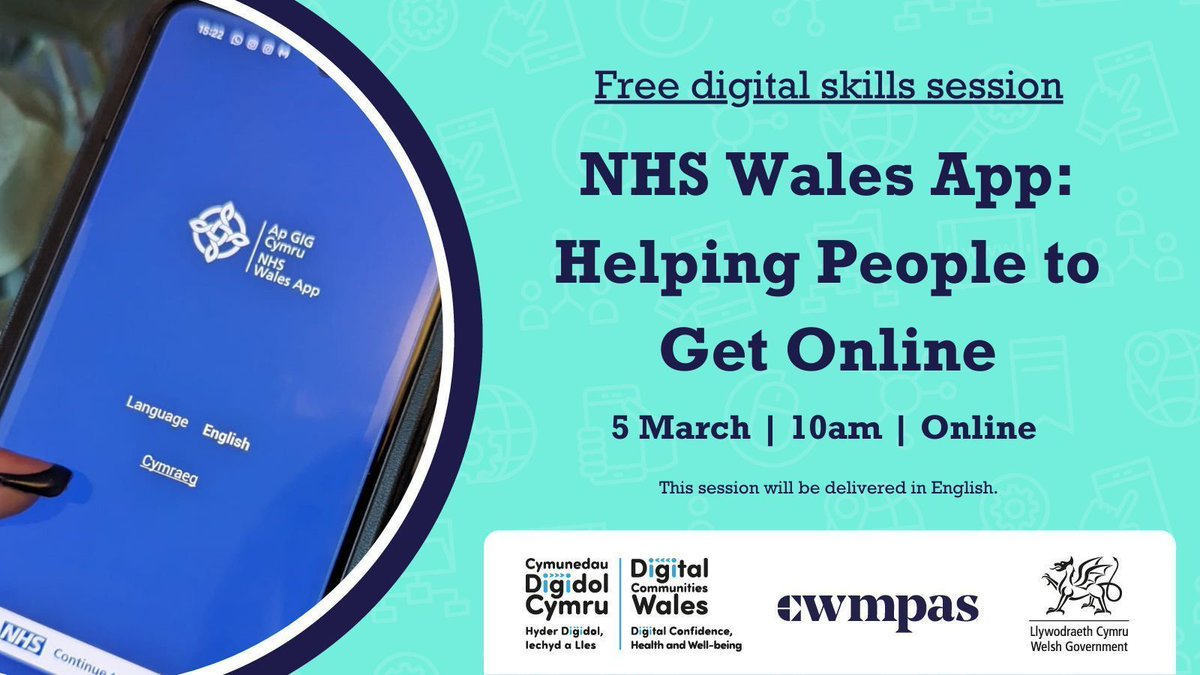 🔮 Next Tuesday (5 March) | 10am
 
NHS Wales App: Helping People to Get Online (ENG)
 
📲 An overview of the NHS Wales App
📲 Helping people to get online
📲 Understanding barriers and keeping safe
 
🎟️: buff.ly/49AFzBy