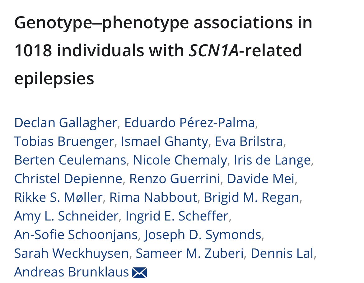 Common among the rare. New paper in which we support @a_brunklaus project: 🧬Genotype–phenotype associations in 1018 ❗️individuals with SCN1A‐related epilepsies. Great global collaboration, with support from @EdoPerezP & @BruengerTobias from our team. onlinelibrary.wiley.com/doi/10.1111/ep…