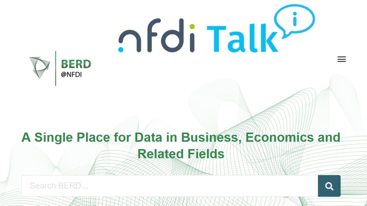 📢 #NFDI Talk: Learn about our Invenio-based platform for Research Data Management in business, economics & related fields. Join Klaus Tochtermann & Ahmed Saleh on 𝗠𝗮𝗿𝗰𝗵 𝟰𝘁𝗵, 𝟰-𝟱 pm CET. Register now: nfdi.de/talks/ #ResearchDataManagement #SocialSciences