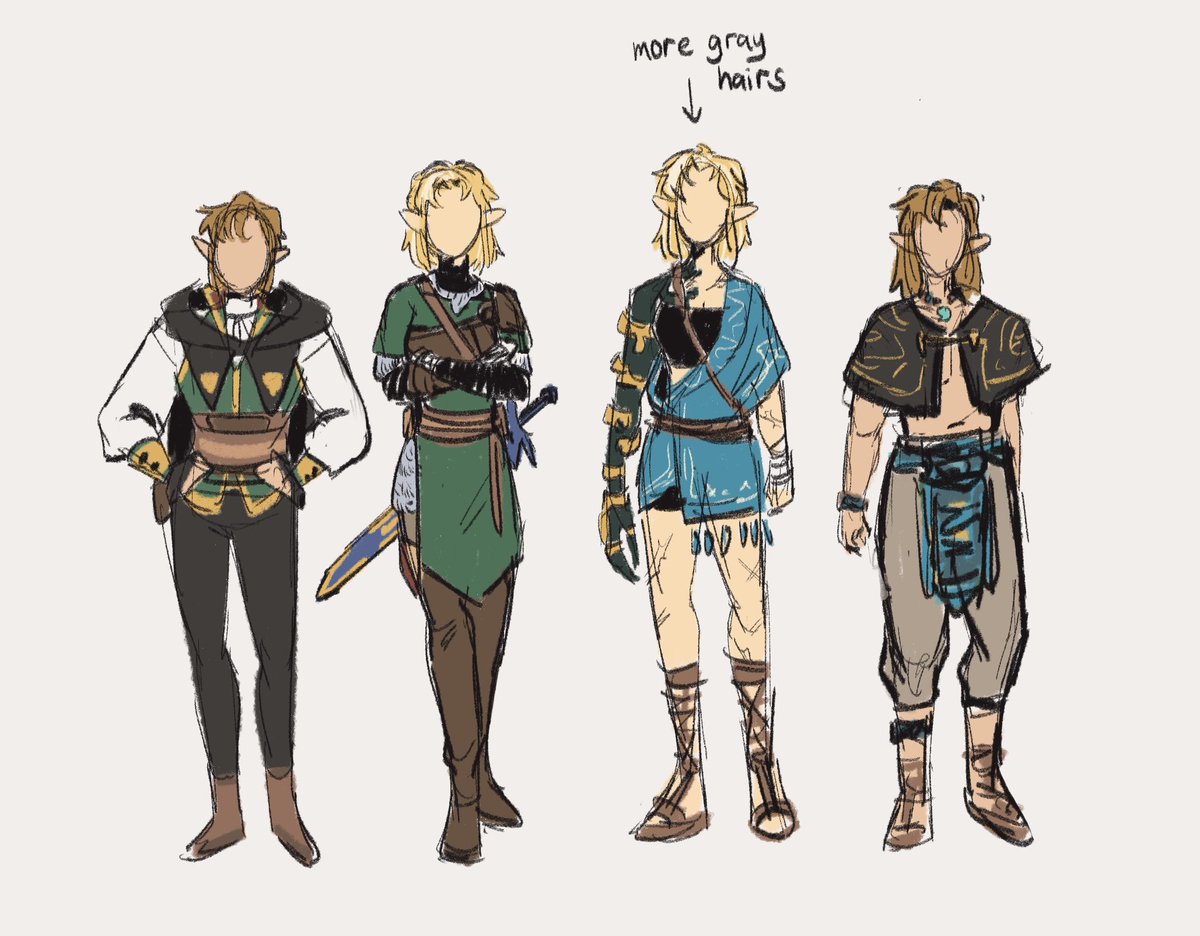 more zelda sketches (post-upheaval and some roleswap fits) 