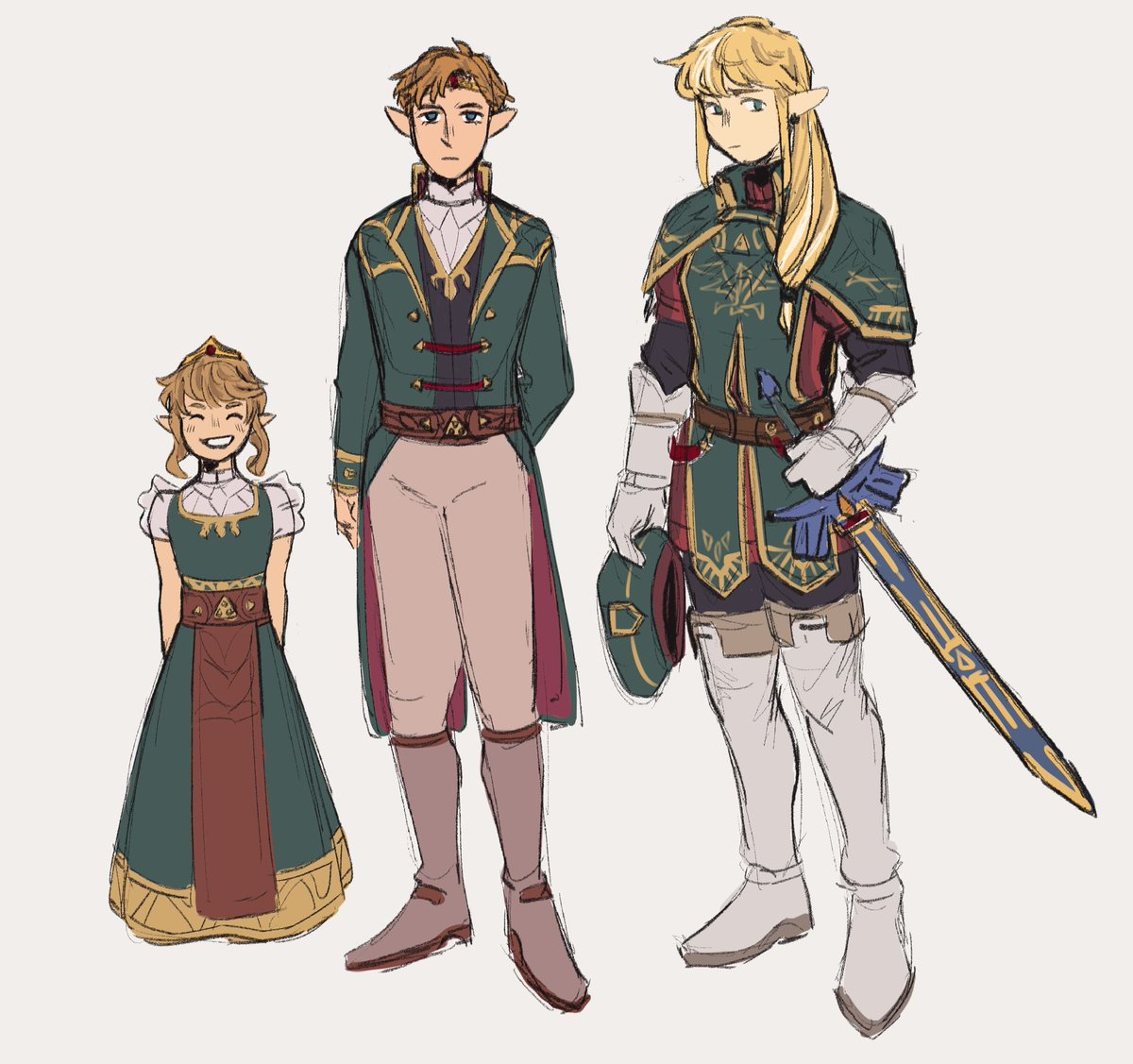 more zelda sketches (post-upheaval and some roleswap fits) 