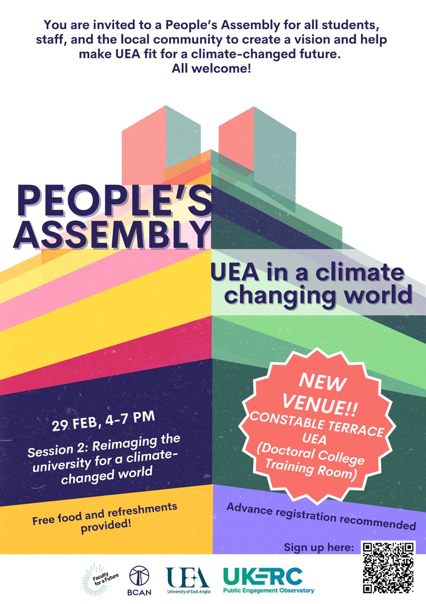 Join us this Thursday on the second session of our #PeoplesAssembly aiming to help make @uniofeastanglia fit for a climate-changed future. All welcome!!