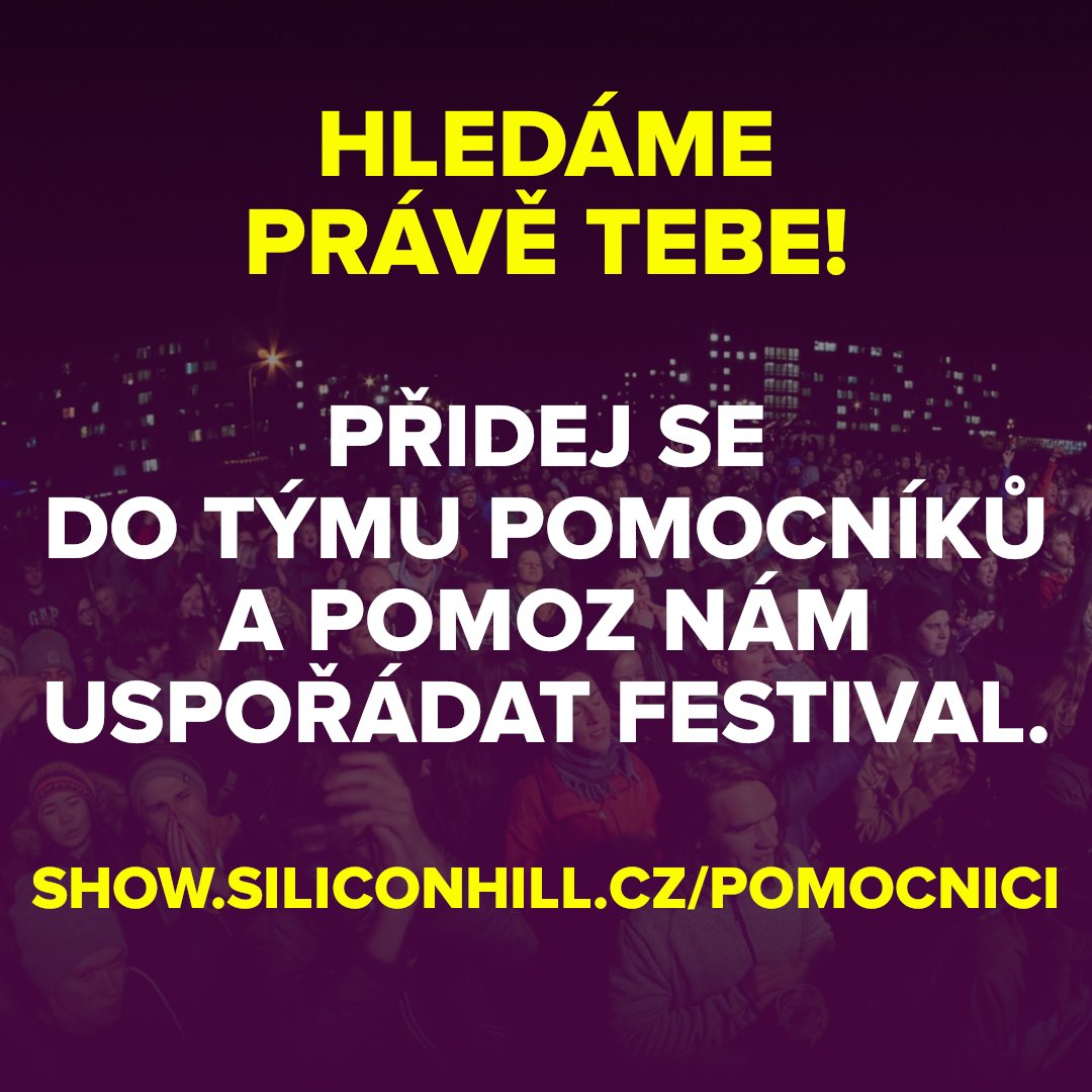 SHOW Strahov (@showstrahov) on Twitter photo Zažij festival #SHOWStrahov z druhé strany!
Hledáme superhrdiny, kteří nám pomohou s organizací celého festivalu – dobrovolníky za kasu, ke grilu či pípě, ale i bedňáky a securiťáky.
Přihlas se na show.siliconhill.cz/pomocnici2024. Zažij festival #SHOWStrahov z druhé strany!
Hledáme superhrdiny, kteří nám pomohou s organizací celého festivalu – dobrovolníky za kasu, ke grilu či pípě, ale i bedňáky a securiťáky.
Přihlas se na show.siliconhill.cz/pomocnici2024.