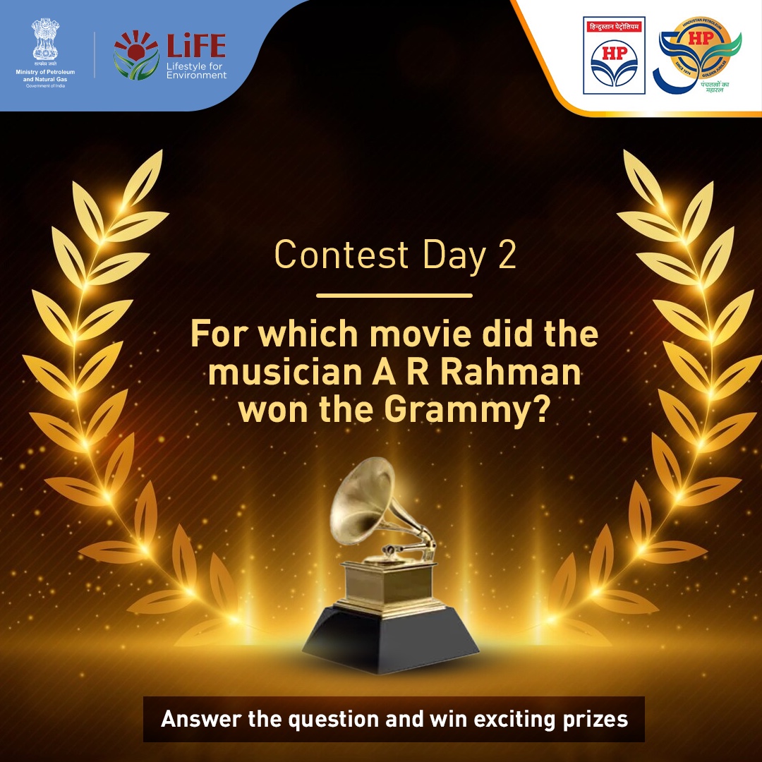 A R Rahman is well-known worldwide for his music. Mention the movie for which he won a Grammy Award. #TheGrammy2024 #HPTowardsGoldenHorizon #HPCL #DeliveringHappiness