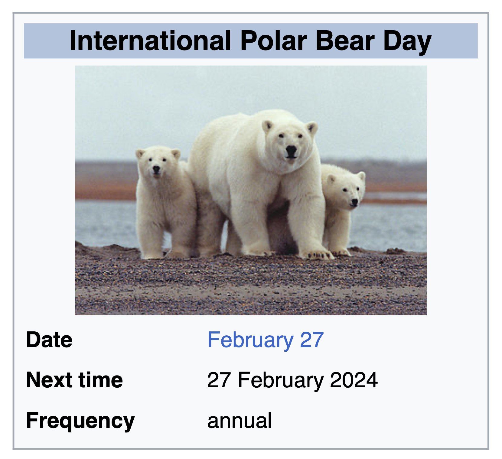 NATIONAL POLAR BEAR DAY - February 27 - National Day Calendar