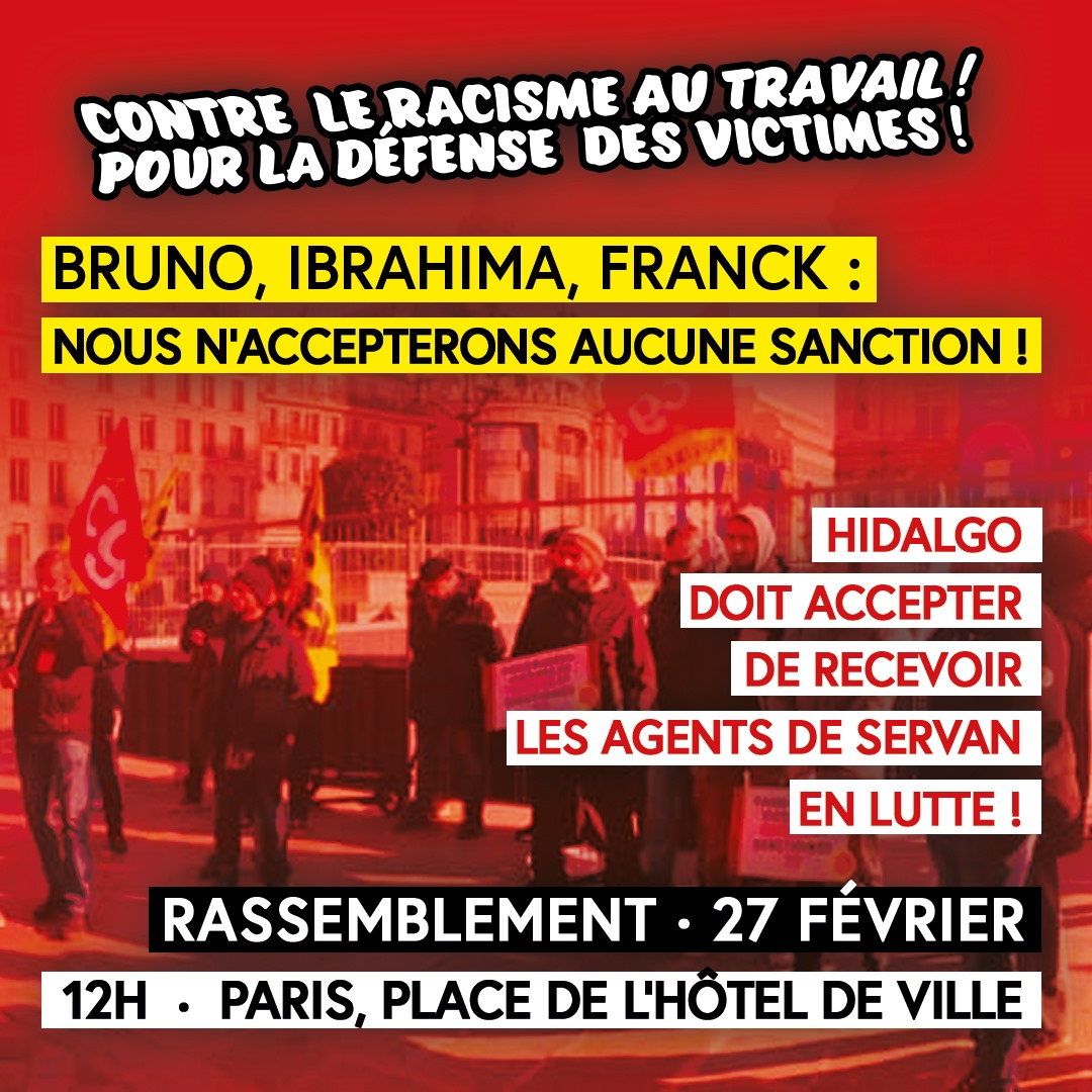 Aux côtés de Bruno, Ibrahima et Franck ! Le racisme n'a sa place nulle part ! Bravo aux camarades de la CGT Paris Musées !
