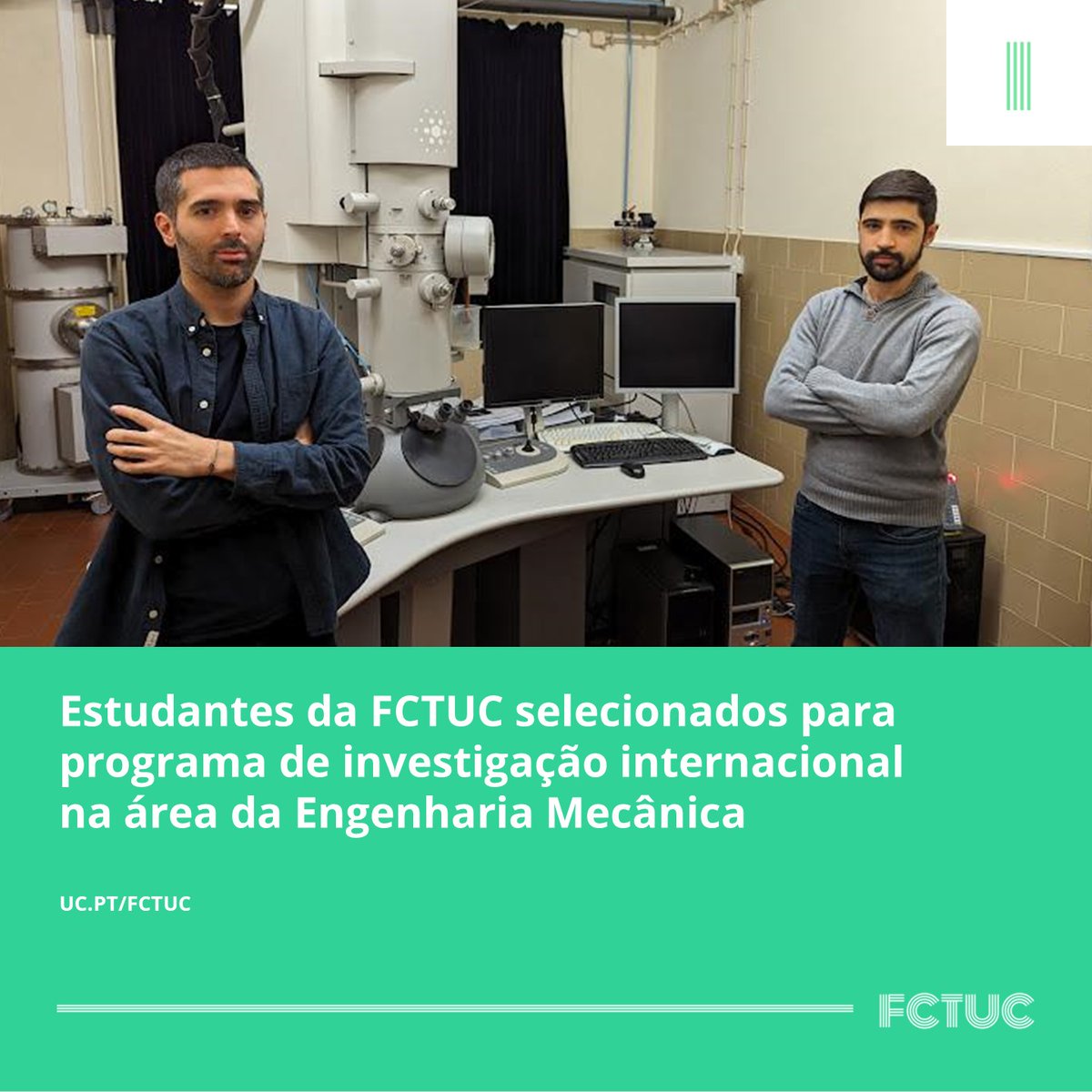 Estudantes da FCTUC selecionados para programa de investigação internacional na área da Engenharia Mecânica. Para mais informação consultar o nosso site: uc.pt/fctuc/noticias…
