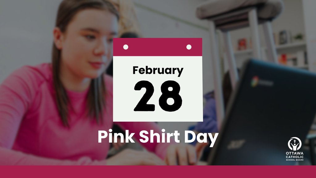 👚Don't forget to wear a pink shirt tomorrow, February 28. Let's unite in pink to affirm our dedication to kindness and stand against bullying within our schools. Celebrate #ocsbPinkShirtDay with us by sharing your photos. #ocsbKindness #ocsbBeCommunity 💖👚