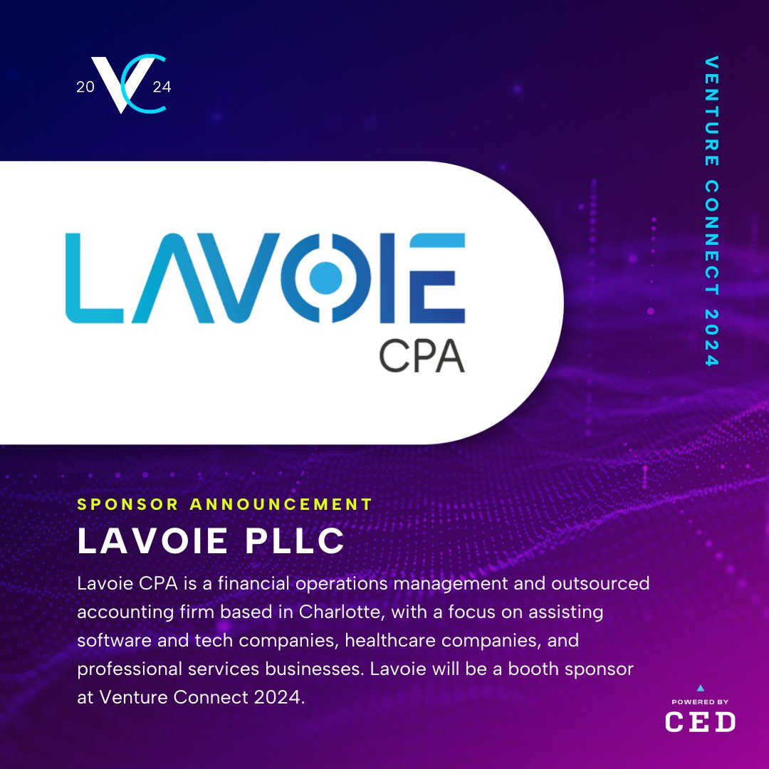 Lavoie CPA is a financial operations management + outsourced accounting firm based in Charlotte, with a focus on assisting software + tech companies, healthcare companies, + professional services businesses. Lavoie will be a booth sponsor.

cednc.org/venture-connec…