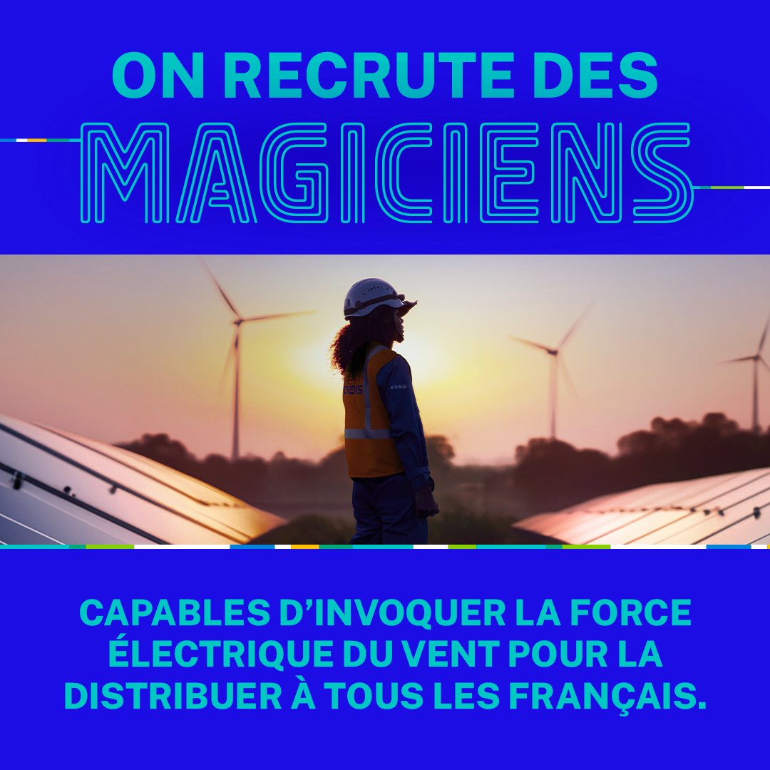 Vous souhaitez être un acteur de la transition écologique ? Enedis recherche ses futurs magiciens de l'électricité ! 💡 Faites partie de la #TeamFranceÉlectrique, 2 800 offres sont disponibles sur notre site : ow.ly/FJEY50QI9L8 #Recrutement #EnedisRecrute #CDI #Alternance