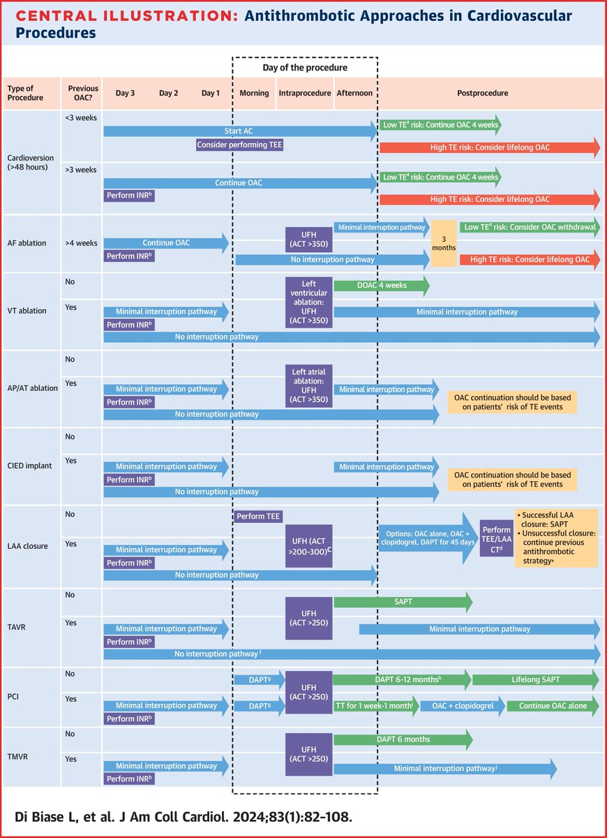 Decisions regarding antithrombotic therapy in pts undergoing interventional or #cvEP procedures have become a crucial part of best practices.

Expert group provides a practical guide for peri-procedural antithrombotic mgmt across #Cardiology. bit.ly/41GJc5L #JACC