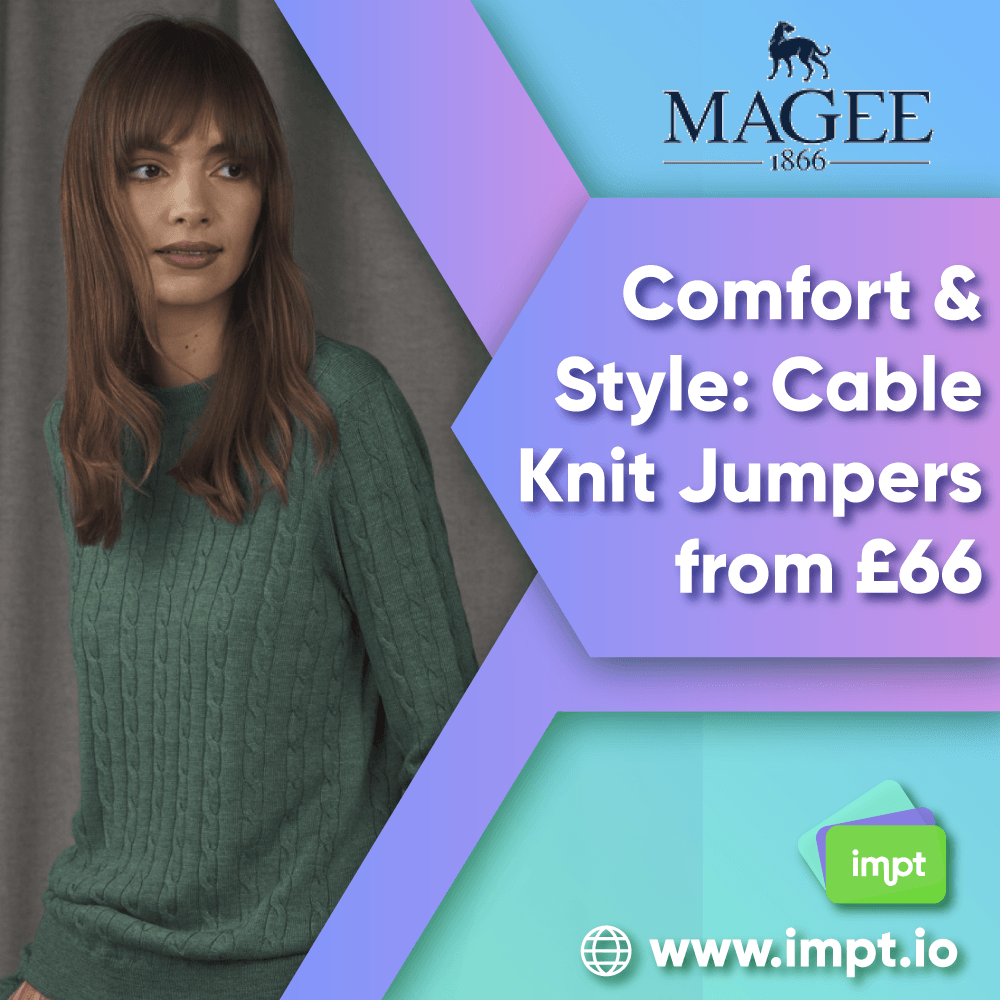 IMPT_token's tweet image. Experience comfort and style with Magee! Explore our Table Knit Jumpers, starting from just £66.

Shop now and elevate your knitwear collection: https:platform.impt.io/shop  #Magee #KnitwearStyle #ComfortAndStyle #ShopNow #IMPTshopping