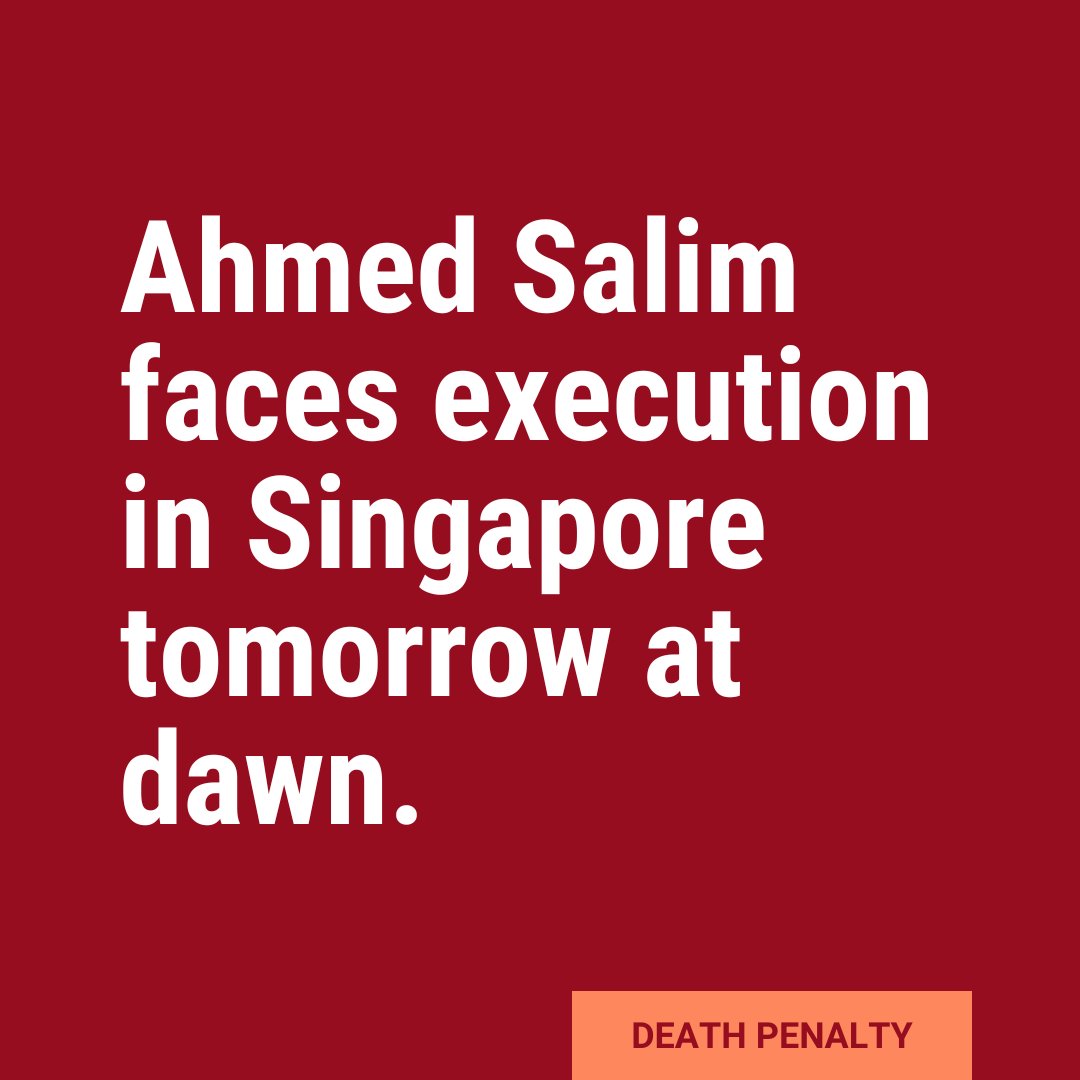 Ahmed Salim, a 35 year-old Bangladeshi migrant worker, faces execution at dawn on 28 February, in Singapore's Changi Prison. This is the first execution in 2024, despite growing calls for a moratorium on the death penalty. #AbolishTheDeathPenalty #StopTheKilling