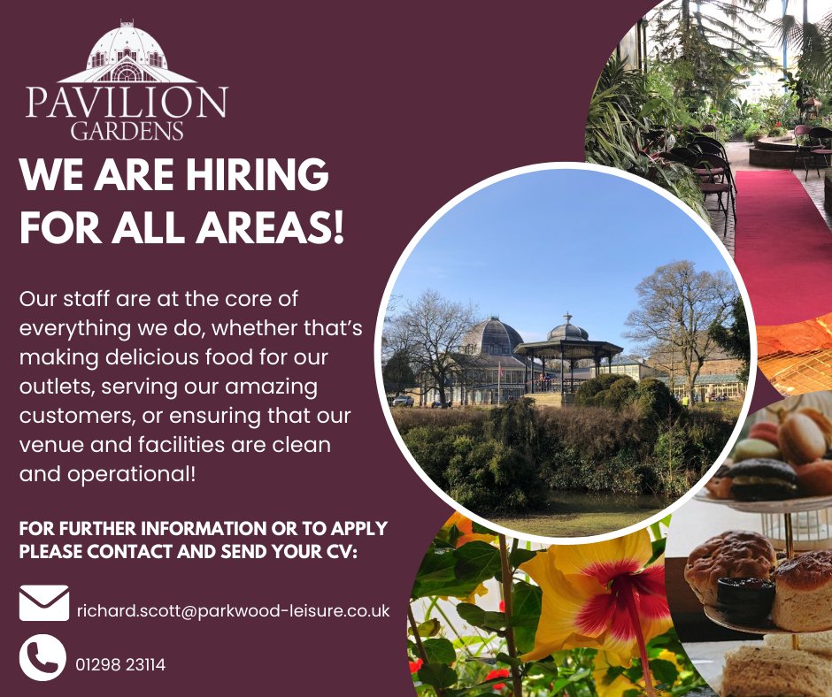 We're hiring for all areas of our business! Whether that's full time, part time or seasonal  staff, we want to hear from customer driven people! #Buxton #Derbyshire