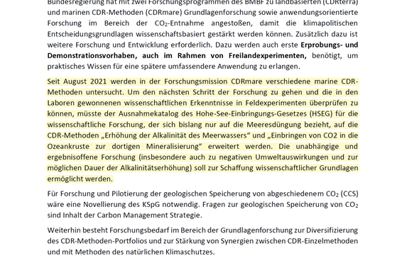 MirandaBoe's tweet photo. Yesterday the German government @BMWK released a document outlining the proposed 'cornerstones' of its long-term #NegativeEmissions strategy. Marine #CDR is mentioned in several places in the text. ⬇️⬇️ https://t.co/3S90mCbGF8