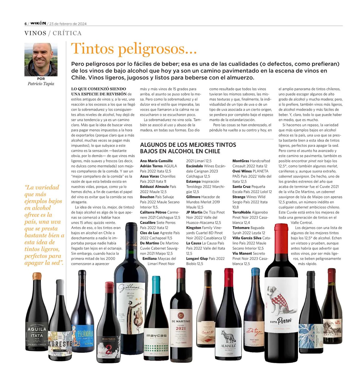 Viña De Martino (@demartinowines) on Twitter photo "Este Cuvée de está entre los mejores de toda una generación de tintos en el Valle Central".
¡Felices de que nuestro Cuvée 2021 esté en este artículo de <a href="/RevistaWiken/">Revista Wikén</a> titulado "Tintos Peligrosos", escrito por Patricio Tapia! <a href="/guiadescorchado/">Guia Descorchados</a> "Este Cuvée de está entre los mejores de toda una generación de tintos en el Valle Central".
¡Felices de que nuestro Cuvée 2021 esté en este artículo de <a href="/RevistaWiken/">Revista Wikén</a> titulado "Tintos Peligrosos", escrito por Patricio Tapia! <a href="/guiadescorchado/">Guia Descorchados</a>