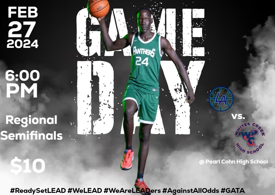 LeadBasketball's tweet photo. 🚨🏀GAME DAY🏀🚨
🗓 2/27/24
🆚️ Whites Creek
📍 Pearl Cohn
🎟 $10
⏰ 6:00p
#ReadySetLEAD #WeLEAD #WeAreLEADers #AgainstAllOdds #GATA https://t.co/1auygUy7j3
