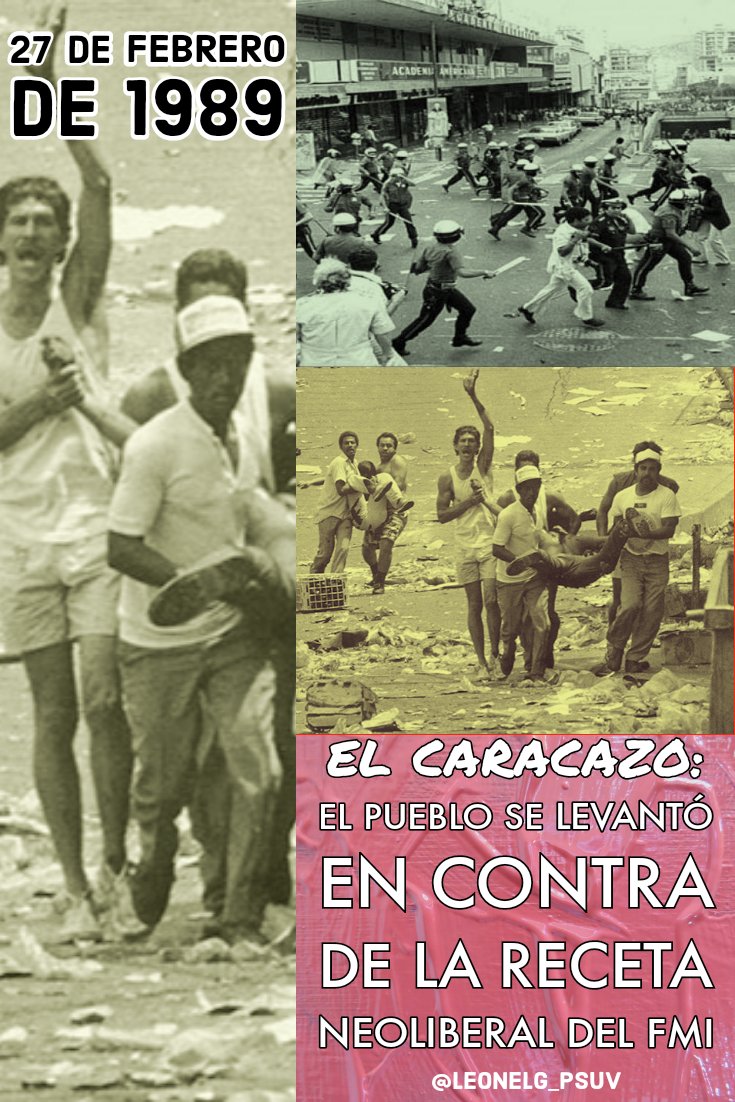 El Caracazo nos permite rememorar a la gente, al pueblo al ciudadano desprotegido por la Oligarquía gobernante de la época que sólo sabía arrodillarse a los designios del FMI #27deFebrero El despertar histórico del pueblo Venezolano <a href="/NicolasMaduro/">Nicolás Maduro</a> <a href="/Asamblea_Ven/">Asamblea Nacional 🇻🇪</a> <a href="/jorgerpsuv/">Jorge Rodríguez</a>