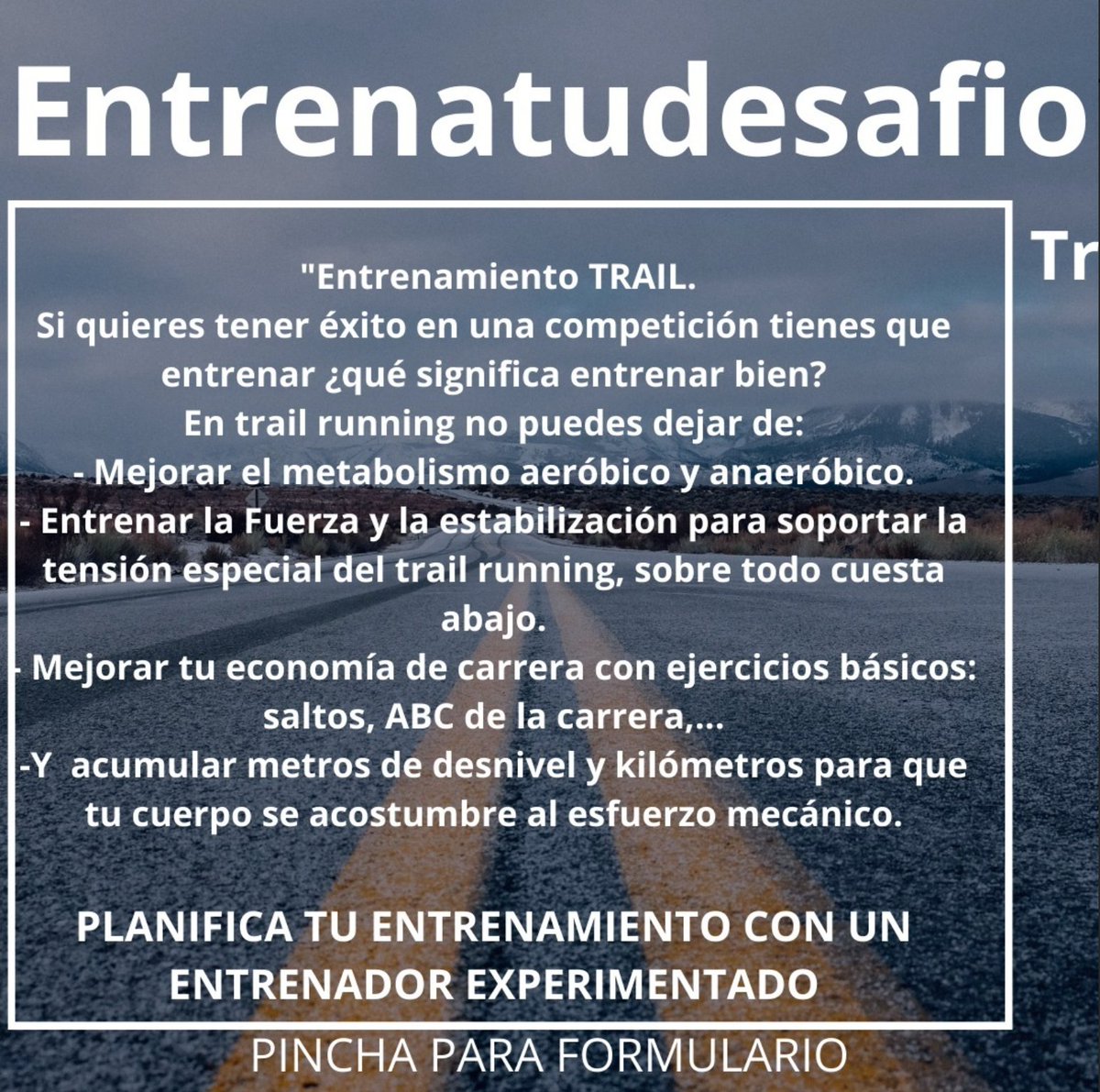 ¡Hola corredores apasionados! Soy Juan Carlos Granado, entrenador experimentado de trail running y carreras de montaña, y estoy aquí para ayudarte a alcanzar tus metas. 
Si quieres una propuesta pincha en el siguiente enlace forms.gle/45Sv1sFhH8nkvB…
#AlóGranado #ingravidos
#Trail