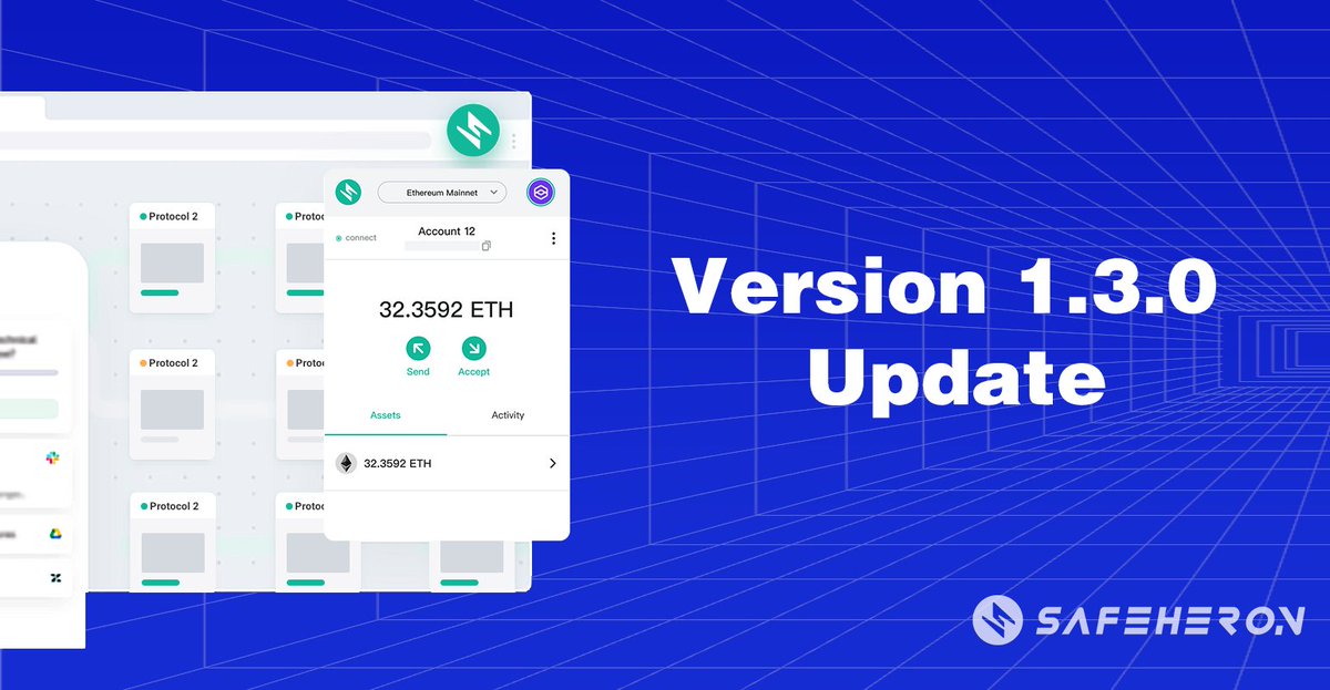📢Safeheron V1.3.0 is now live! All enhancements to facilitate your operation with battle-tested self-custody security: 💰Batch transacting UTXO-based coins 🛡️Security Center checks and completes all security settings in one place 🚨Dusting attack blocking and warning: View all