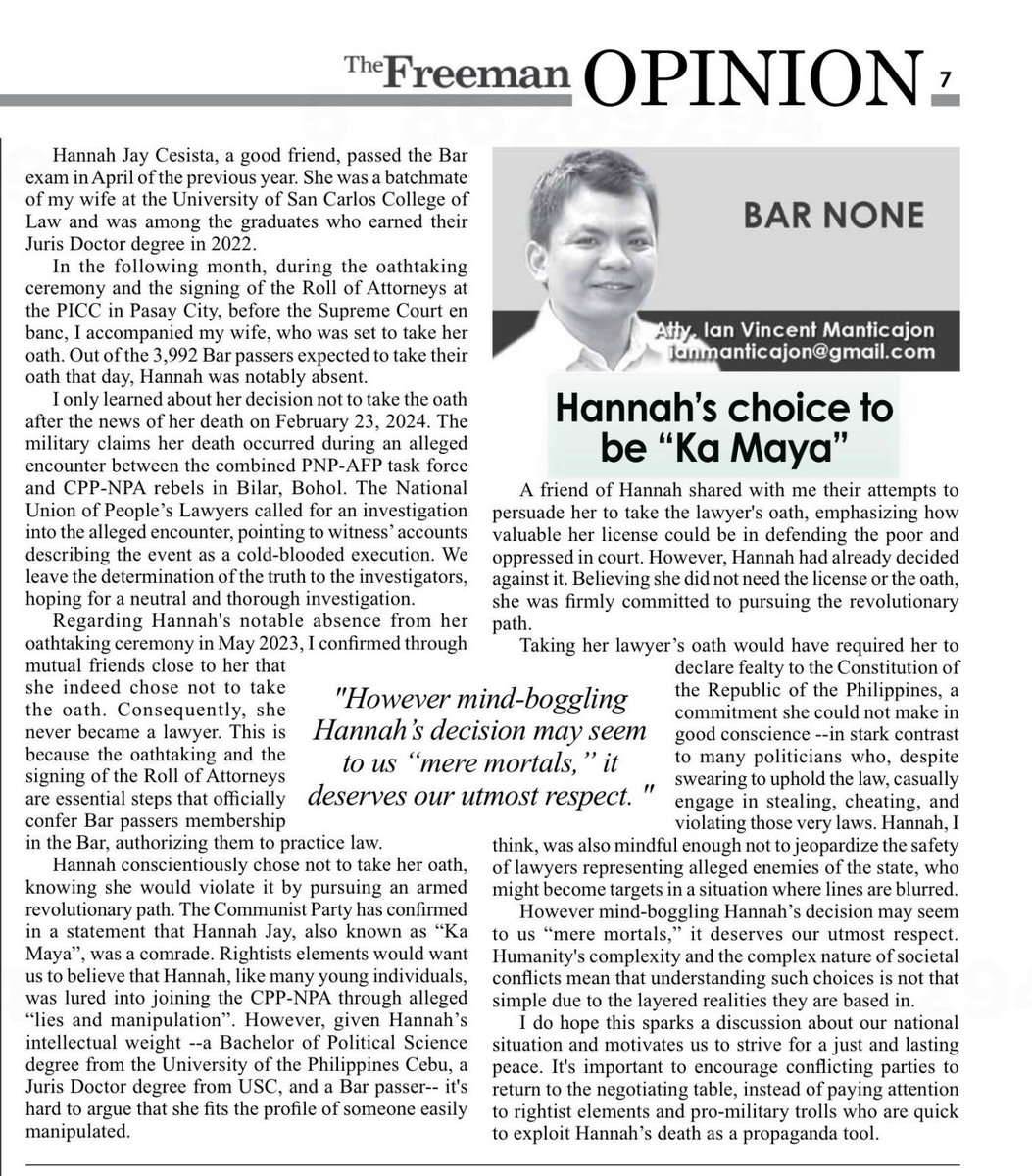 Hannah's Choice to be 'Ka Maya' from Cebu's The Freeman