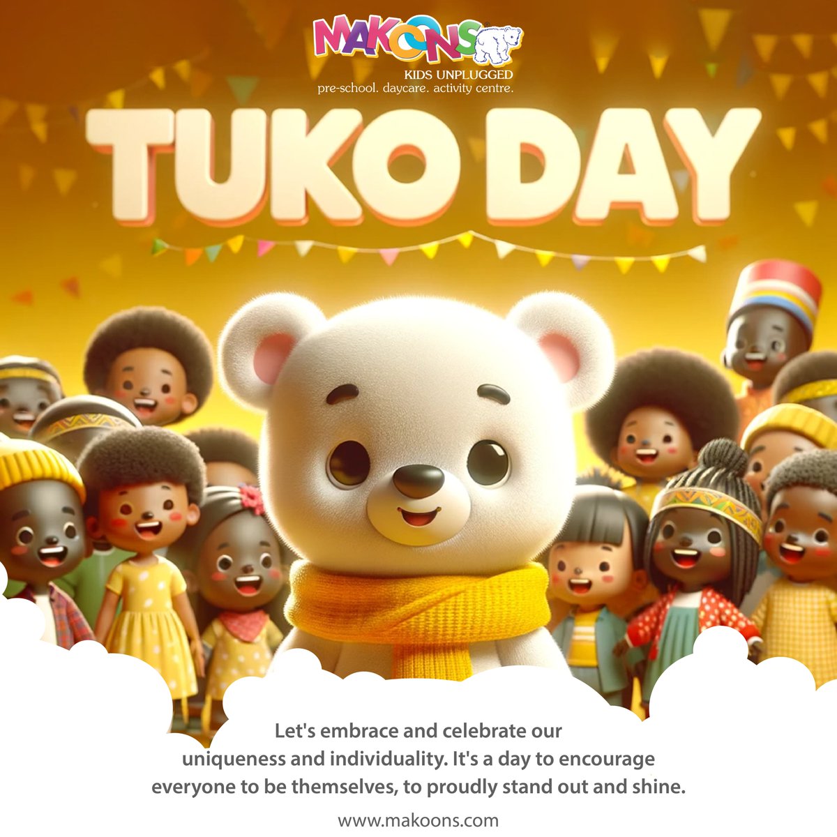 Let's be proud of what makes us special on TUKO Day – where being ourselves is the coolest thing ever!❤️
#TUKODay #BeYourself #CelebratingUniqueness #FunTimes #KidsJoy #SpecialAndProud #UniqueParty #ColorfulMe #MakoonsPlaySchool