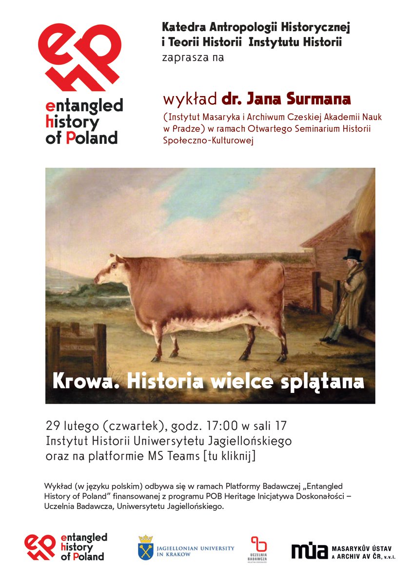 This is what happens if you choose your research topic based on the series you are currently watching :) This Thursday, February 29, 17:00, hybrid: Cow. An entangled history (in Polish). surl.li/qkzlw