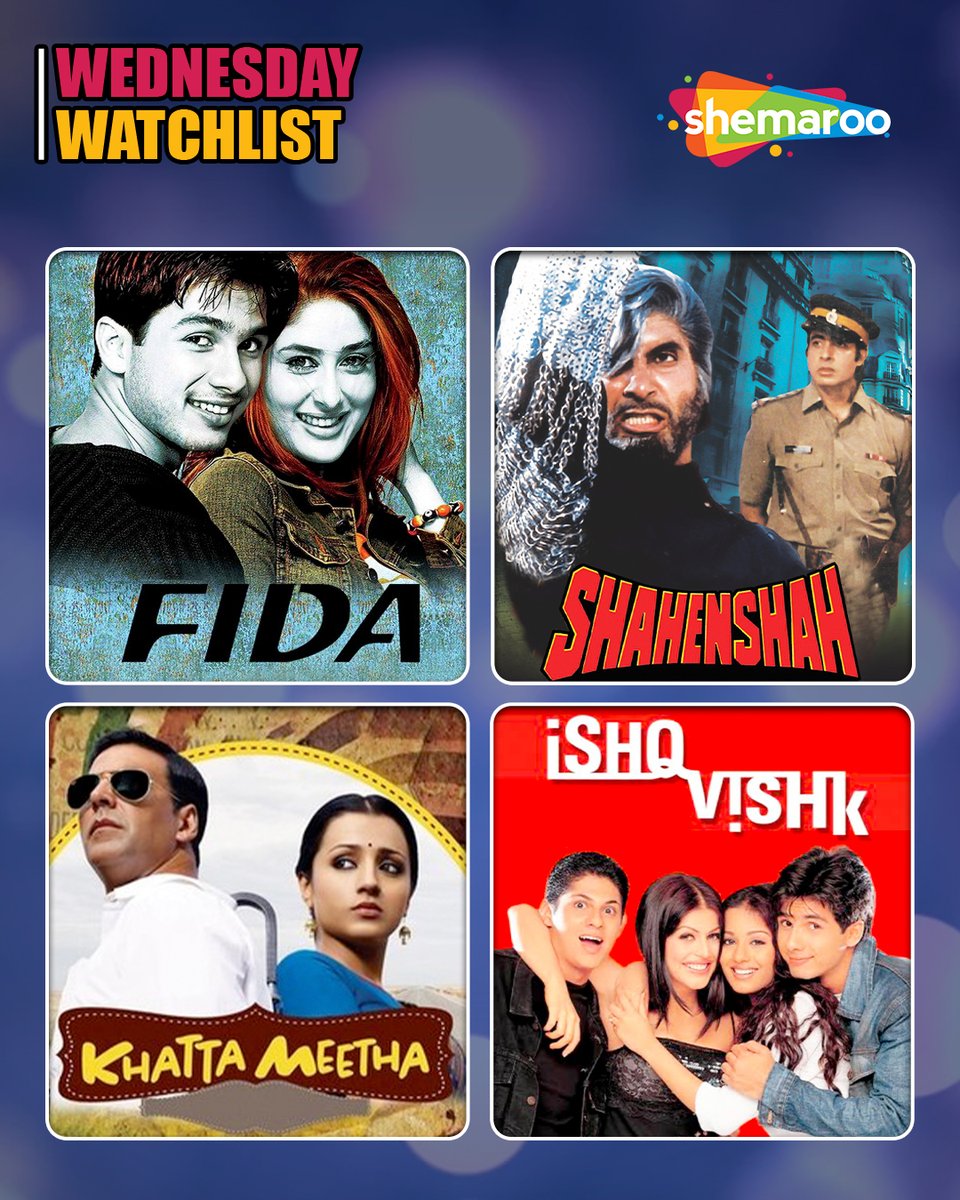 ShemarooEnt's tweet image. Feeling those midweek blues? Fear not! Our Wednesday Watchlist is here to rescue you from the mundane.🎬✨

#ShemarooEnt #WednesdayWatchlist #Fida #Shehenshah #KhattaMeetha #IshqVishq