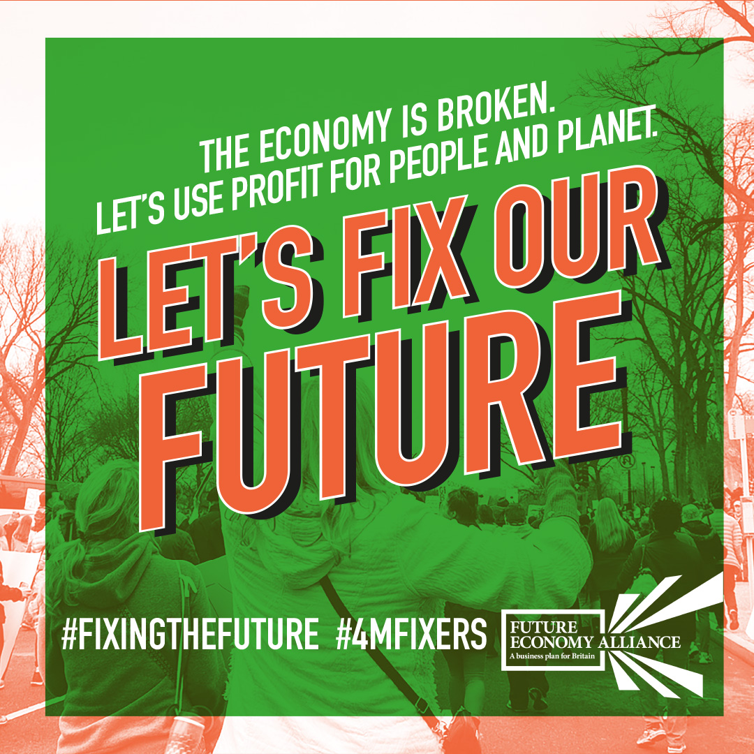 As part of @FutureEconomyUK we’re working to build a stronger, fairer, greener economy – one where all of society profits. 

We need your help to make this a #GeneralElection priority. Let’s fix our future. 

Join the #4mFixers ➡️ crowdfunder.co.uk/fix-the-economy

#FixingTheFuture