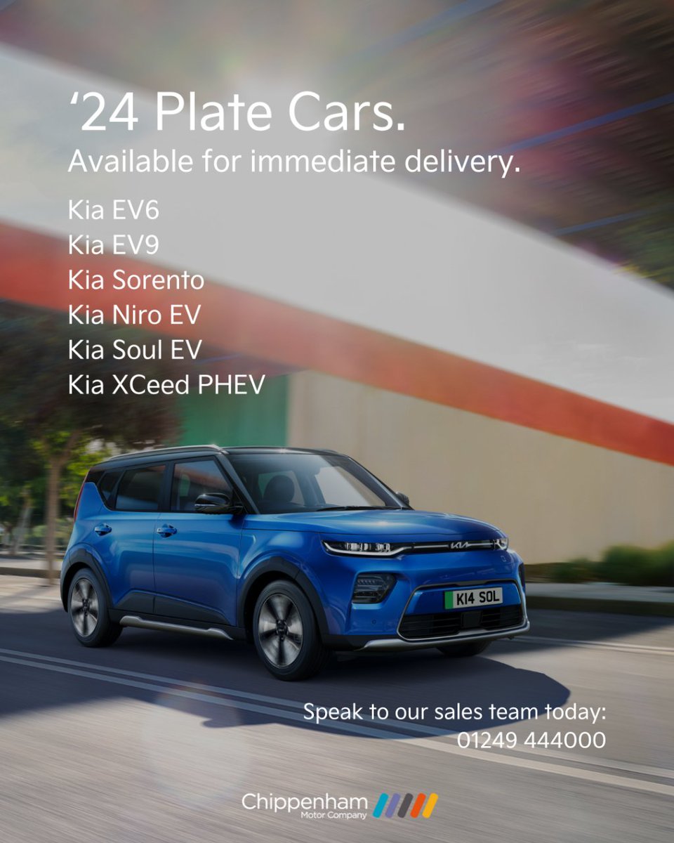 Don't wait! We've got a limited selection of brand new #Kia vehicles ready for immediate delivery!

Order today and you could be driving a brand new '24 plate before anyone else.

➡️i.mtr.cool/lbnynwjgnh
☎️ 01249 444000
#Chippenham