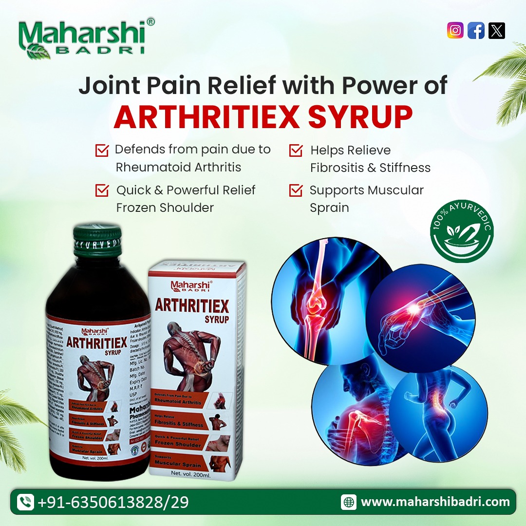maharshi_badri's tweet image. 🌿 Say goodbye to joint pain with the potent relief of ARTHRITIEX SYRUP. 🌟 Let Maharshi BADRI be your guide to holistic wellness. Embrace comfort and vitality today.
#JointPainRelief #ArthritisSolution #NaturalHealing #HolisticWellness#HealthyLiving #PainManagement #HerbalRemedy