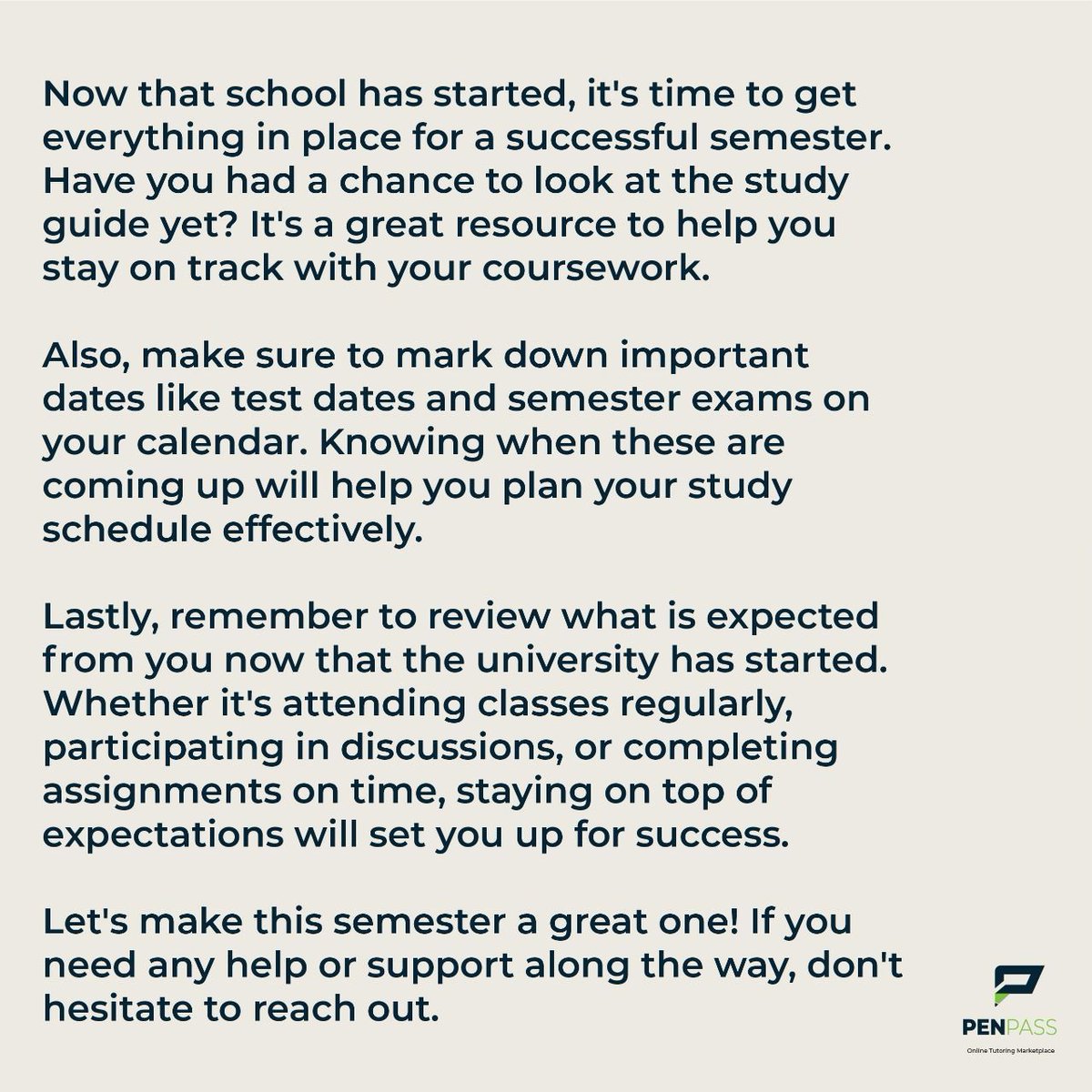 pen_pass's tweet image. Level up your semester game! Embrace the study guide, own those deadlines, and exceed expectations! Let&apos;s crush this semester together! #SemesterSuccess #StudyGoals #AceTheTerm #UniversityLife