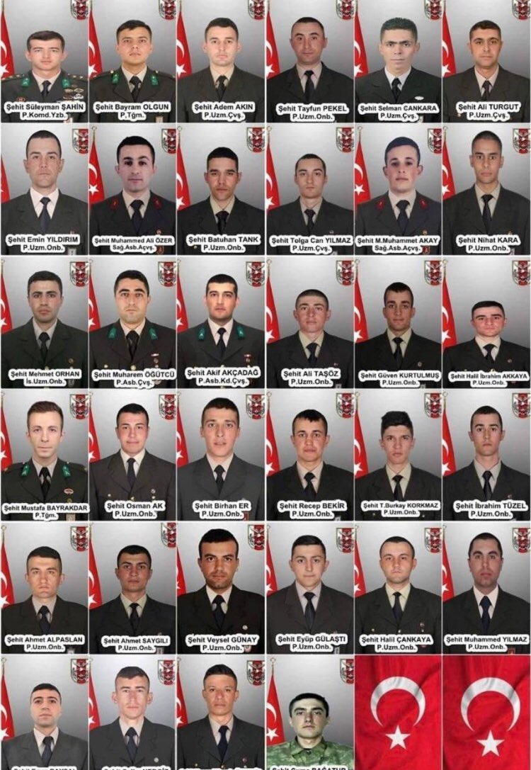 34 ŞEHİT

Tarih 27 Şubat 2020 

En kara günlerden biriydi.

34 Can, evlat, ana, ocak, kardeş, baba
ne derseniz deyin..

Kahraman Şehitlerimizin Aziz Ruhları Şad Olsun 🇹🇷🇹🇷

Türk milletinin başı sağ olsun.

#İdlipŞehitleri
#27Şubat2020