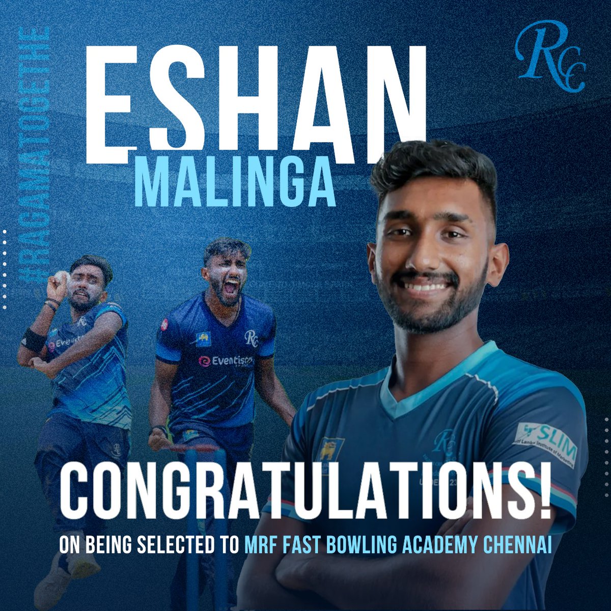 𝑪𝙤𝒏𝙜𝒓𝙖𝒕𝙪𝒍𝙖𝒕𝙞𝒐𝙣𝒔!

Ragama CC's lightning-quick pace sensation💥Eshan Malinga, has clinched a coveted spot in the prestigious 𝙈𝑹𝙁 𝙁𝒂𝙨𝒕 𝑩𝙤𝒘𝙡𝒊𝙣𝒈 𝑨𝙘𝒂𝙙𝒆𝙢𝒚 𝒊𝙣 𝘾𝒉𝙚𝒏𝙣𝒂𝙞.

#RagamaTogether