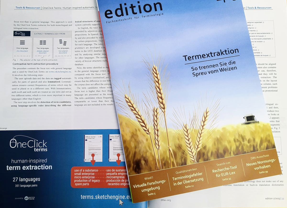 SketchEngine's tweet image. How does human-inspired automatic term extraction work? Read a text published by the journal of the German Terminology Association @DTTeV.
👉 dttev.org/images/edition…
#terminology #Terminologie #termextraction