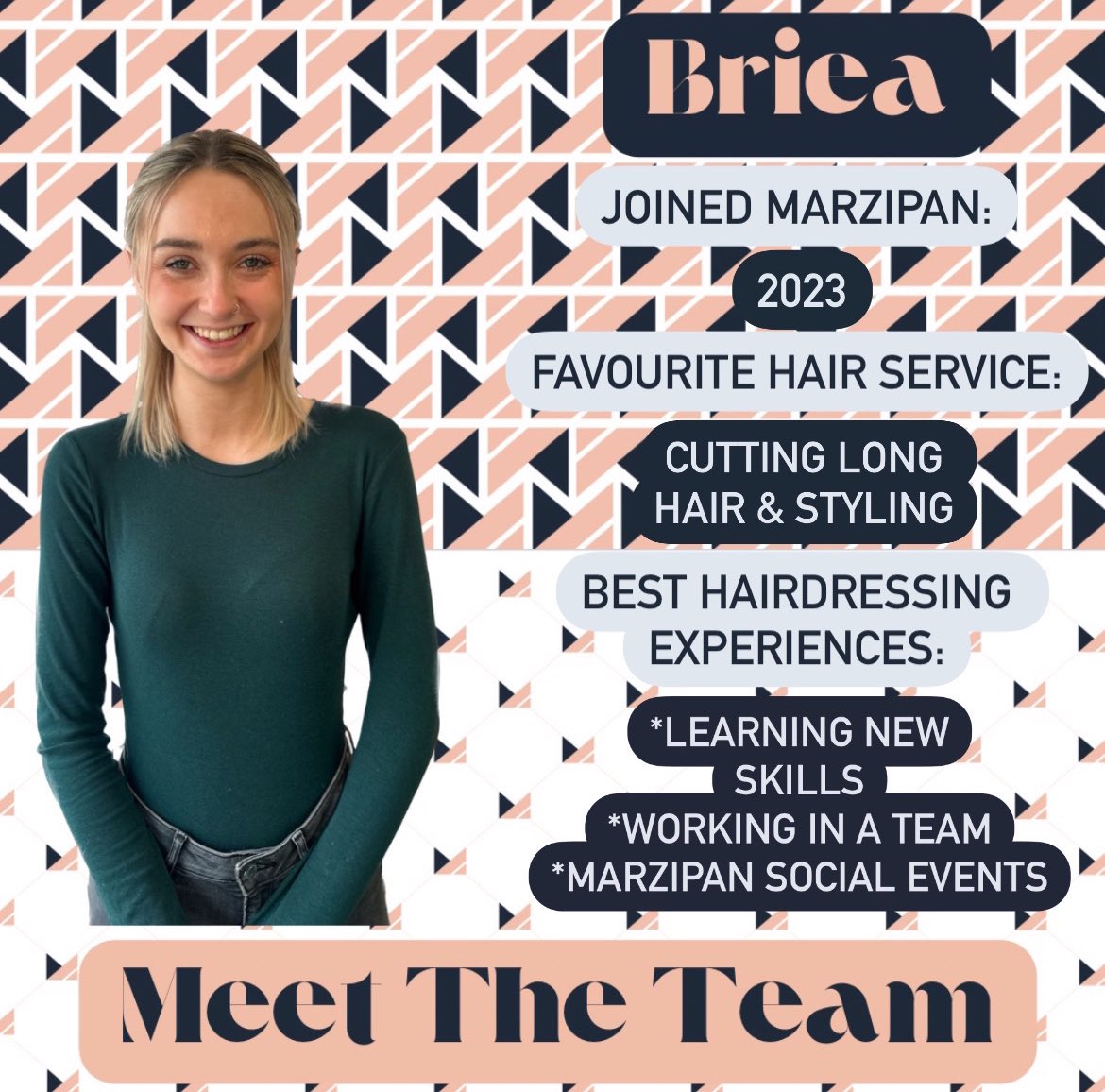 Briea joined us last year as an apprentice. She has shown great commitment to finding models for training sessions & is always positive & happy. Briea is a wonderful addition to the team 🩷 #marzipanhair #truro #cornwall #ourgreatlittlecity #trurocornwall #trurohairsalon #redken