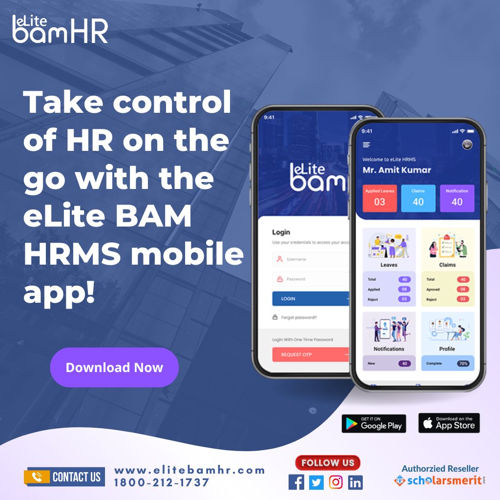"Streamline tasks, track #attendance, and manage HR processes with ease – all from the palm of your hand"
For more detail visit elitebamhr.com
#elitebamHR #connexrm #hrmanagement #hrmanager #googleplaystore  #businessautomation #payrollmanagement #mobileapp #attendance