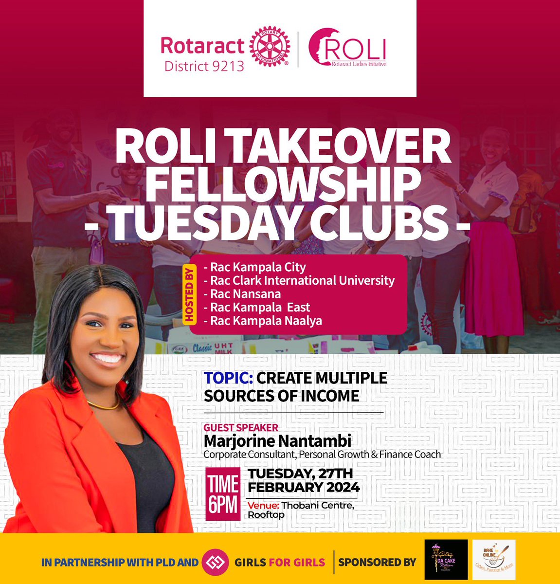 Guess who's going to share some revenue generation growth strategies today? Come learn how to create multiple sources of income with me at Thobani center, 6pm today! #RoliTakeoverFellowships #CoachMarjorineNantambi #GrowWithMarjorine